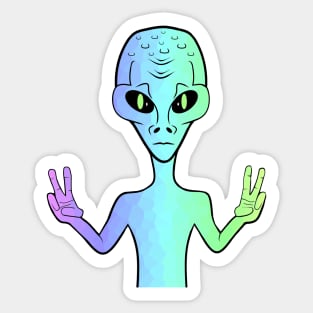 PEACE Sign Hand Retro Rainbow Alien Sticker